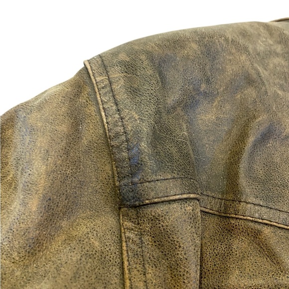 Leather Jacket Beige Brown Vintage Lined Large Belted Soft Motorcycle - Picture 6 of 9